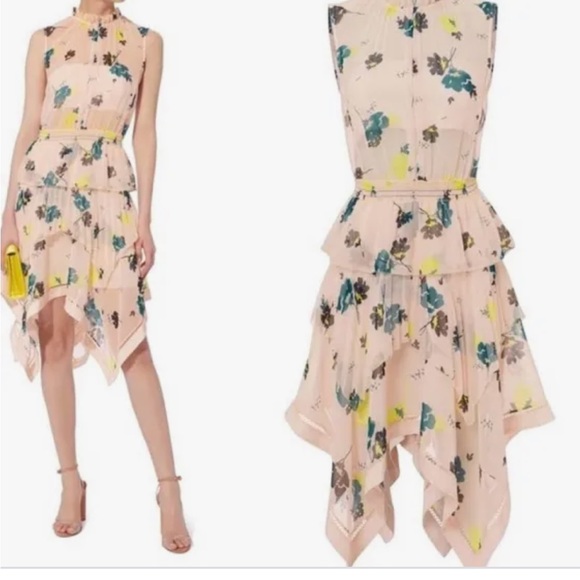 Women's Self portrait spring Floral Dress Graphic Sleeveless Hi low NWT size 2 - Picture 3 of 3